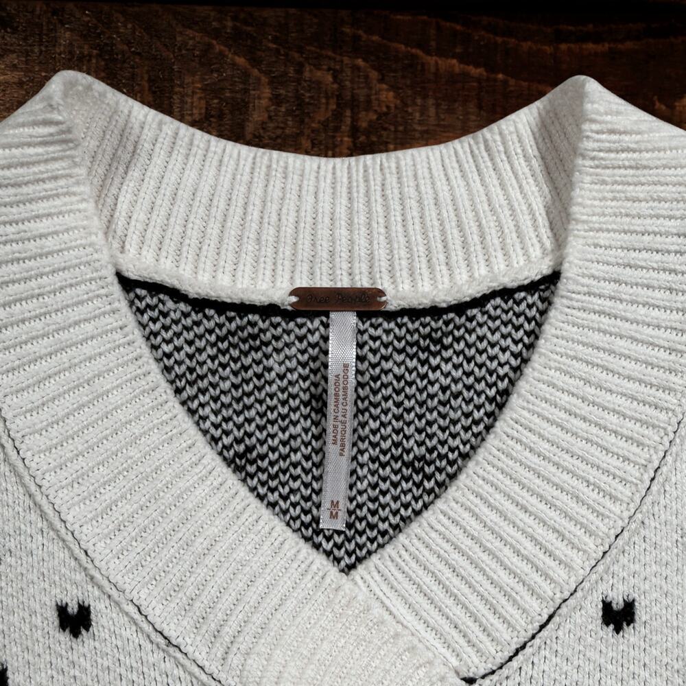 Free People Heart Pattern Easy Street Oversized Boxy Sweater Vest Medium - Picture 4 of 9